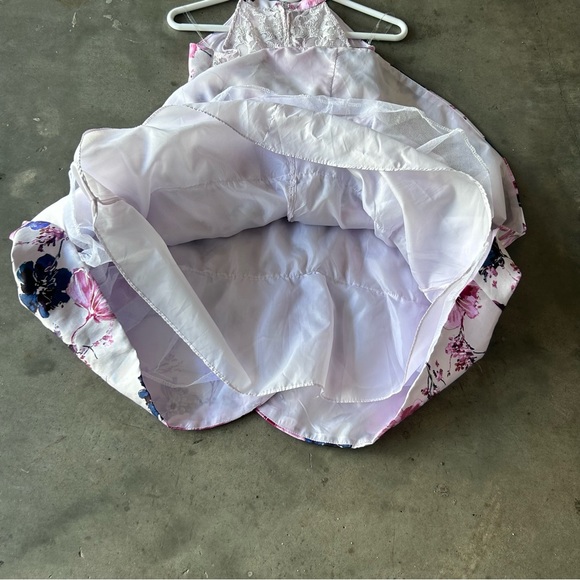 Rare Editions Big Girls Lace Back Floral Mikado Ballgown Hi Low Train | Size 16 - Picture 14 of 16